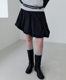 UNBALANCE PLEATS BALLOON SKIRT BLACK