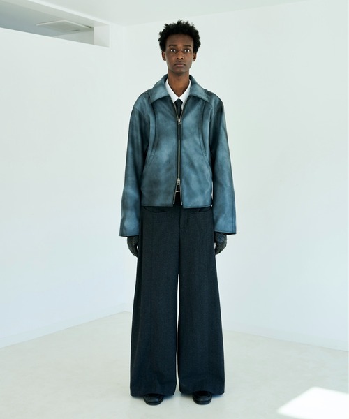 CAMPHOR WOOD(カンファーウッド)の「FADED SHORT LENGTH PU-LEATHER JACKET / フェードショート丈PUレザージャケット(ライダースジャケット・メンズ・ダークブラウン/スミクロ・LARGE/MEDIUM)」の7枚目の写真