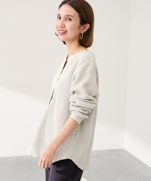 FRAMeWORK(フレームワーク)の「ワッフルロンT(Tシャツ/カットソー・レディース・ピンク/ライトグレー/ネイビー・FREE)」の4枚目の写真