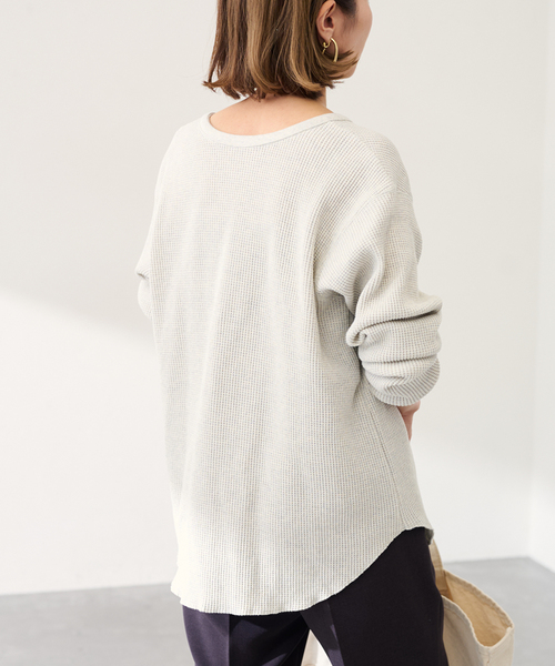 FRAMeWORK(フレームワーク)の「ワッフルロンT(Tシャツ/カットソー・レディース・ピンク/ライトグレー/ネイビー・FREE)」の5枚目の写真