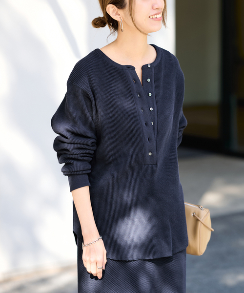 FRAMeWORK(フレームワーク)の「ワッフルロンT(Tシャツ/カットソー・レディース・ピンク/ライトグレー/ネイビー・FREE)」の10枚目の写真