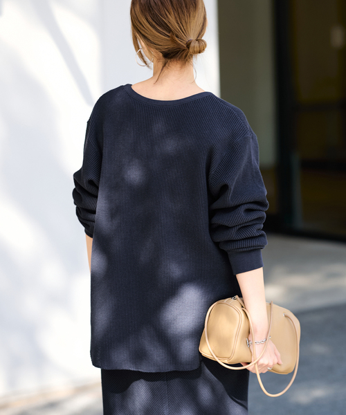 FRAMeWORK(フレームワーク)の「ワッフルロンT(Tシャツ/カットソー・レディース・ピンク/ライトグレー/ネイビー・FREE)」の11枚目の写真