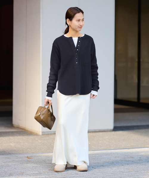 FRAMeWORK(フレームワーク)の「ワッフルロンT(Tシャツ/カットソー・レディース・ピンク/ライトグレー/ネイビー・FREE)」の15枚目の写真