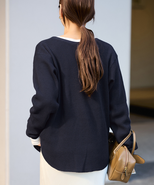 FRAMeWORK(フレームワーク)の「ワッフルロンT(Tシャツ/カットソー・レディース・ピンク/ライトグレー/ネイビー・FREE)」の21枚目の写真