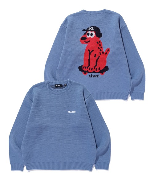 XLARGE(エクストララージ)の「ONE CHU CREWNECK KNIT SWEATER(ニット/セーター・メンズ・ブルー/ブラック・M/L/S/XL)」の1枚目の写真