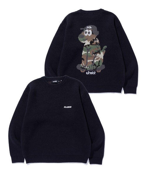 XLARGE(エクストララージ)の「ONE CHU CREWNECK KNIT SWEATER(ニット/セーター・メンズ・ブルー/ブラック・M/L/S/XL)」の2枚目の写真
