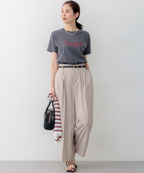 組曲(クミキョク)の「ロゴ刺繍 Tシャツ(Tシャツ/カットソー・レディース・ライトグレー系/ホワイト系・2/3)」の6枚目の写真