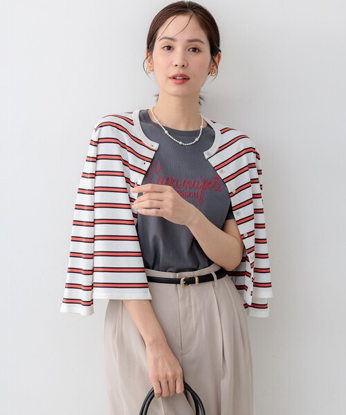 組曲(クミキョク)の「ロゴ刺繍 Tシャツ(Tシャツ/カットソー・レディース・ライトグレー系/ホワイト系・2/3)」の8枚目の写真
