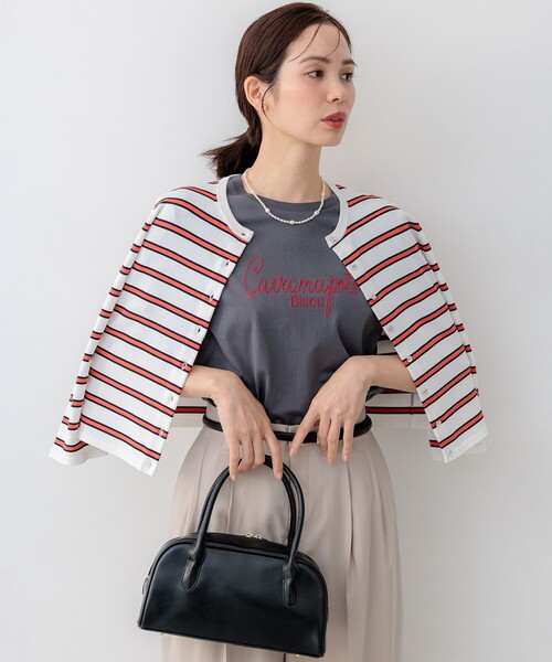 組曲(クミキョク)の「ロゴ刺繍 Tシャツ(Tシャツ/カットソー・レディース・ライトグレー系/ホワイト系・2/3)」の9枚目の写真