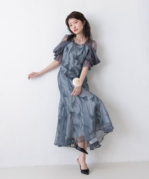 Kana（カナ）の「フロッキーレースオフショルダー風スリーブAラインワンピースドレス パーティー 結婚式 お呼ばれ オケージョン（ドレス・レディース）」