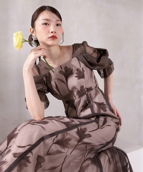 Kana(カナ)の「フロッキーレースオフショルダー風スリーブAラインワンピースドレス パーティー 結婚式 お呼ばれ オケージョン(ドレス・レディース・ブラウン/ブラック/ネイビー・M)」の18枚目の写真