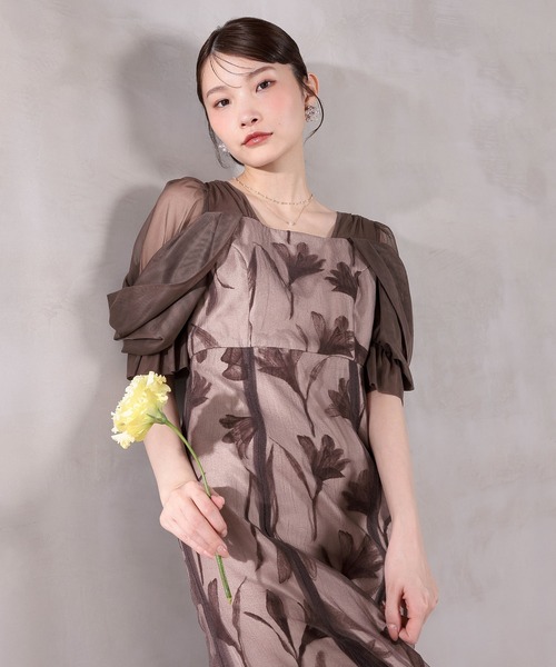 Kana(カナ)の「フロッキーレースオフショルダー風スリーブAラインワンピースドレス パーティー 結婚式 お呼ばれ オケージョン(ドレス・レディース・ブラウン/ブラック/ネイビー・M)」の19枚目の写真