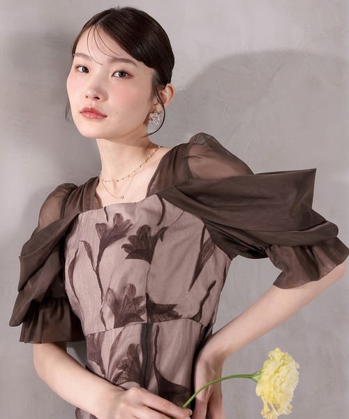 Kana(カナ)の「フロッキーレースオフショルダー風スリーブAラインワンピースドレス パーティー 結婚式 お呼ばれ オケージョン(ドレス・レディース・ブラウン/ブラック/ネイビー・M)」の21枚目の写真