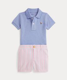 POLO RALPH LAUREN CHILDRENSWEAR（ポロ ラルフ ローレン チルドレンズウェア）の「オックスフォード メッシュ ポロシャツ & ストライプド ショートパンツ（その他ベビーウェア）」