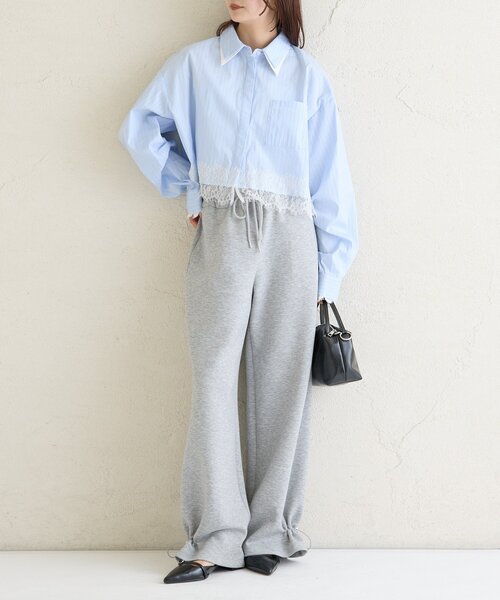 mystic（ミスティック）の「ストライプ裾レースシャツ（シャツ/ブラウス・レディース・ブルー/ベージュ・FREE）」の21枚目の写真