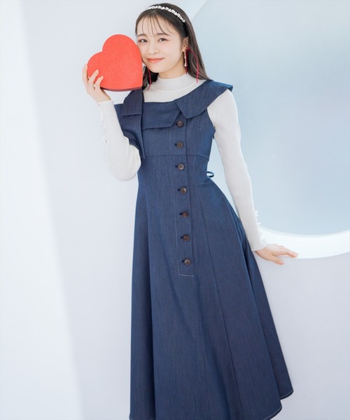 WILLSELECTION(ウィルセレクション)の「アシンメトリーリボンショルダーワンピース(ワンピース・レディース・ブラック/ネイビー/ベージュ/ピンク・FREE)」の3枚目の写真