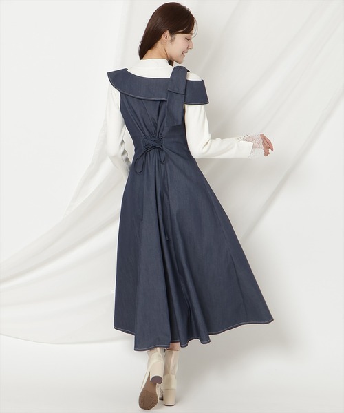 WILLSELECTION(ウィルセレクション)の「アシンメトリーリボンショルダーワンピース(ワンピース・レディース・ブラック/ネイビー/ベージュ/ピンク・FREE)」の21枚目の写真