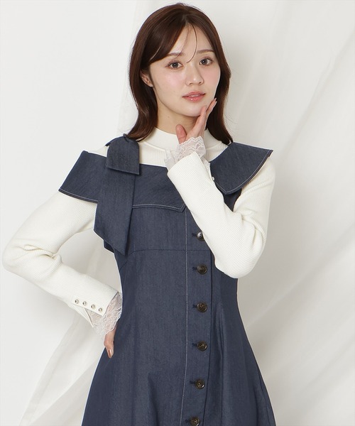 WILLSELECTION(ウィルセレクション)の「アシンメトリーリボンショルダーワンピース(ワンピース・レディース・ブラック/ネイビー/ベージュ/ピンク・FREE)」の22枚目の写真