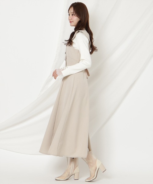 WILLSELECTION(ウィルセレクション)の「アシンメトリーリボンショルダーワンピース(ワンピース・レディース・ブラック/ネイビー/ベージュ/ピンク・FREE)」の5枚目の写真
