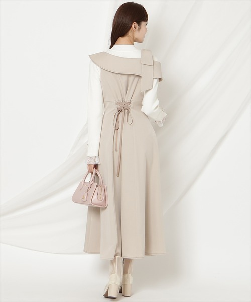 WILLSELECTION(ウィルセレクション)の「アシンメトリーリボンショルダーワンピース(ワンピース・レディース・ブラック/ネイビー/ベージュ/ピンク・FREE)」の6枚目の写真