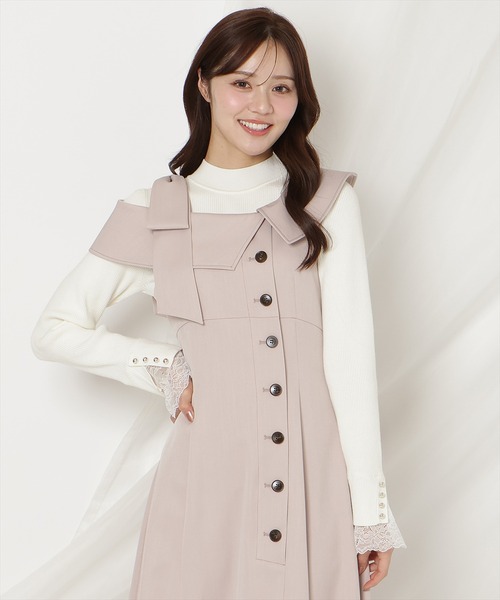 WILLSELECTION(ウィルセレクション)の「アシンメトリーリボンショルダーワンピース(ワンピース・レディース・ブラック/ネイビー/ベージュ/ピンク・FREE)」の13枚目の写真