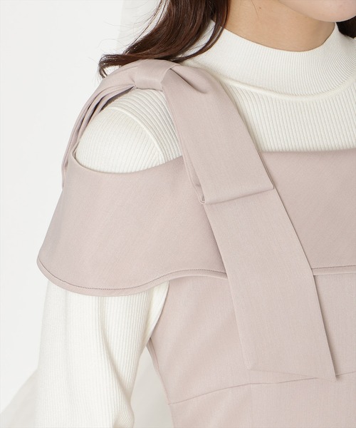 WILLSELECTION(ウィルセレクション)の「アシンメトリーリボンショルダーワンピース(ワンピース・レディース・ブラック/ネイビー/ベージュ/ピンク・FREE)」の14枚目の写真