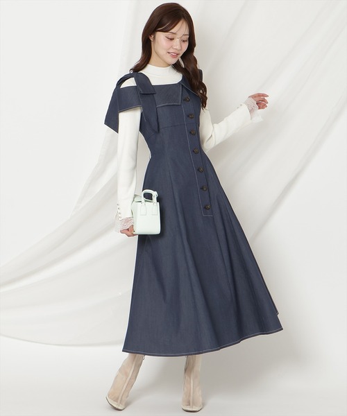 WILLSELECTION(ウィルセレクション)の「アシンメトリーリボンショルダーワンピース(ワンピース・レディース・ブラック/ネイビー/ベージュ/ピンク・FREE)」の19枚目の写真