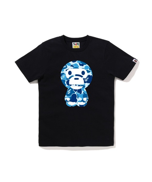 A BATHING APE(アベイシングエイプ)の「ABC CAMO BIG BABY MILO TEE(Tシャツ/カットソー・レディース・ホワイト×グリーン/ホワイト×ブルー/ブラック×グリーン/ホワイト×ピンク/ブラック×ブルー/ブラック×ピンク・XX-SMALL/MEDIUM/X-SMALL/SMALL)」の1枚目の写真
