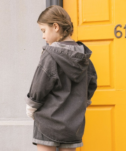 GLOBAL WORK(グローバルワーク)の「GOODデニムフードシャツ/637839(シャツ/ブラウス・キッズ・ブルー/ブラック・130cm/160cm/150cm/140cm)」の4枚目の写真