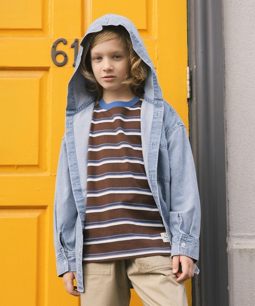 GLOBAL WORK(グローバルワーク)の「GOODデニムフードシャツ/637839(シャツ/ブラウス・キッズ・ブルー/ブラック・130cm/160cm/150cm/140cm)」の7枚目の写真