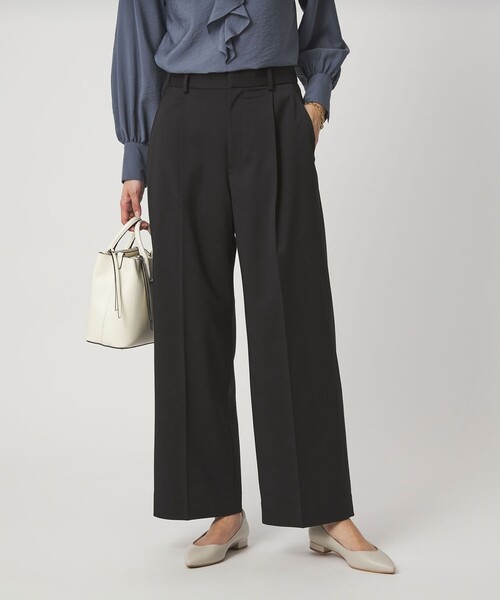 green label relaxing（グリーンレーベルリラクシング）の「［size SHORT/TALLあり］Daily Chic カバー ワイド パンツ（スラックス・レディース・オフホワイト/ブラック/ライム・38/36/SHORT/40/TALL）」の2枚目の写真