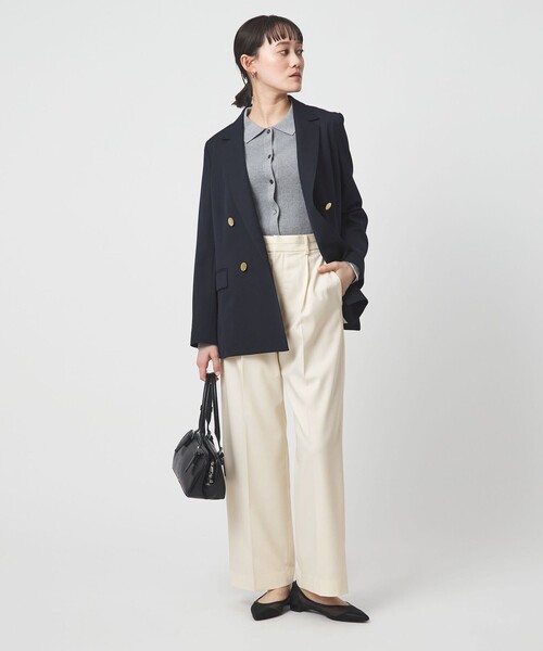 green label relaxing（グリーンレーベルリラクシング）の「［size SHORT/TALLあり］Daily Chic カバー ワイド パンツ（スラックス・レディース・オフホワイト/ブラック/ライム・38/36/SHORT/40/TALL）」の4枚目の写真