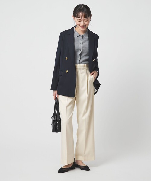 green label relaxing（グリーンレーベルリラクシング）の「［size SHORT/TALLあり］Daily Chic カバー ワイド パンツ（スラックス・レディース・オフホワイト/ブラック/ライム・38/36/SHORT/40/TALL）」の6枚目の写真