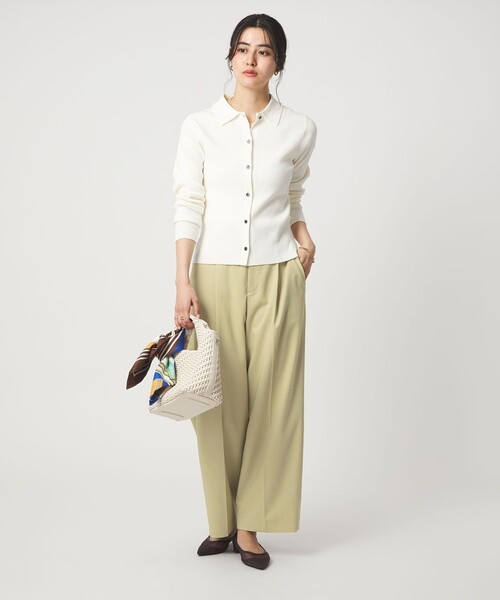green label relaxing（グリーンレーベルリラクシング）の「［size SHORT/TALLあり］Daily Chic カバー ワイド パンツ（スラックス・レディース・オフホワイト/ブラック/ライム・38/36/SHORT/40/TALL）」の8枚目の写真