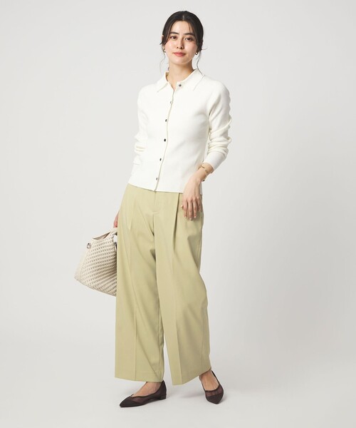 green label relaxing（グリーンレーベルリラクシング）の「［size SHORT/TALLあり］Daily Chic カバー ワイド パンツ（スラックス・レディース・オフホワイト/ブラック/ライム・38/36/SHORT/40/TALL）」の9枚目の写真