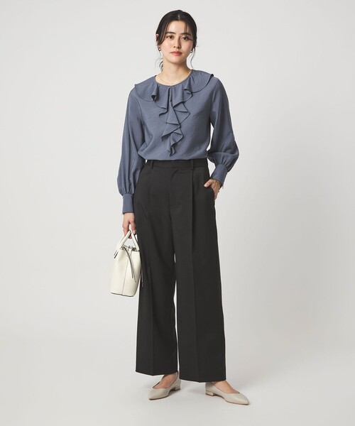 green label relaxing（グリーンレーベルリラクシング）の「［size SHORT/TALLあり］Daily Chic カバー ワイド パンツ（スラックス・レディース・オフホワイト/ブラック/ライム・38/36/SHORT/40/TALL）」の11枚目の写真