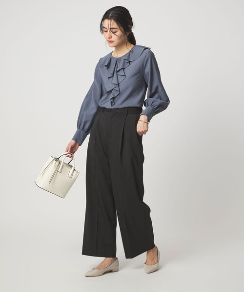 green label relaxing（グリーンレーベルリラクシング）の「［size SHORT/TALLあり］Daily Chic カバー ワイド パンツ（スラックス・レディース・オフホワイト/ブラック/ライム・38/36/SHORT/40/TALL）」の12枚目の写真