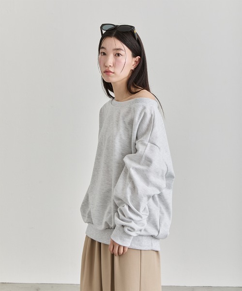 NUJOH(ヌゾ)の「One Shoulder Sweat Top / ワンショルダーウェットトップ(Tシャツ/カットソー・レディース・ブラック/ネイビー/ライトグレー/チャコールグレー・FREE)」の22枚目の写真