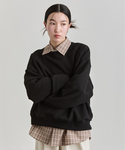 NUJOH（ヌゾ）の「One Shoulder Sweat Top / ワンショルダーウェットトップ（Tシャツ/カットソー・レディース・ブラック/ネイビー/ライトグレー/チャコールグレー・FREE）」の5枚目の写真