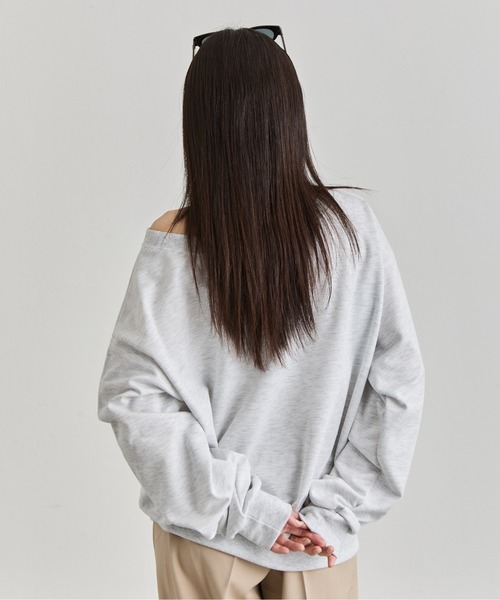 NUJOH（ヌゾ）の「One Shoulder Sweat Top / ワンショルダーウェットトップ（Tシャツ/カットソー・レディース・ブラック/ネイビー/ライトグレー/チャコールグレー・FREE）」の10枚目の写真