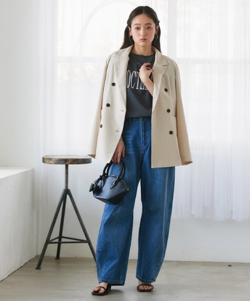 Pierrot（ピエロ）の「接触冷感リネンライクテーラードジャケット（テーラードジャケット・レディース・ライトベージュ/グレー系その他2/チャコール・L/M）」の16枚目の写真