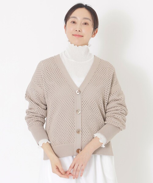 S.ESSENTIALS(エスエッセンシャルズ)の「メッシュニット(カーディガン/ボレロ・レディース・ダークネイビー/イエロー/ベージュ・38)」の2枚目の写真