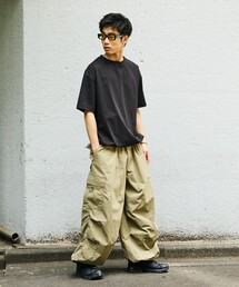 限定展開 Quick Dry Fabric ワイドシルエット ポリリップクロス カーゴパンツ/UVカット/速乾