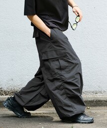 限定展開 Quick Dry Fabric ワイドシルエット ポリリップクロス カーゴパンツ/UVカット/速乾