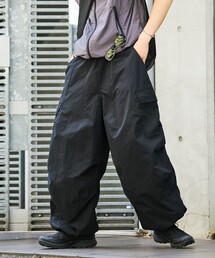 限定展開 Quick Dry Fabric ワイドシルエット ポリリップクロス カーゴパンツ/UVカット/速乾