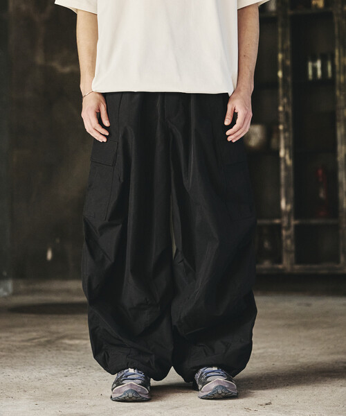 story mfg. カーゴパンツ オーガニックコットン ワイドシルエット 限定展開 Quick Dry Fabric ワイドシルエット ポリリップクロス カーゴ