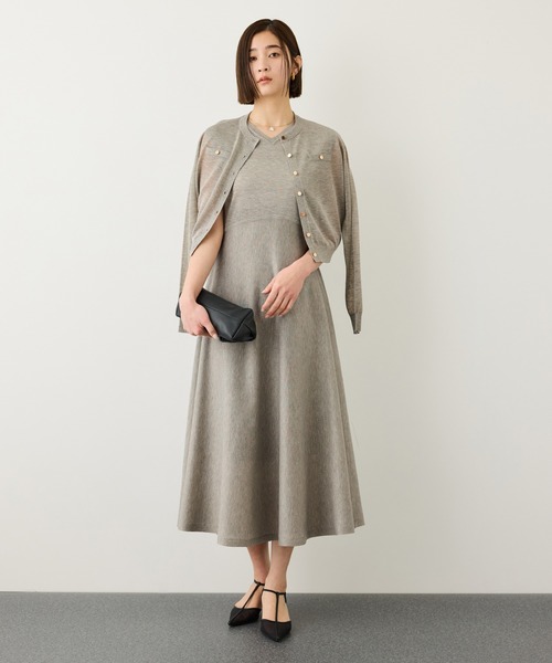 ROPE'（ロペ）の「LEVITA ニットワンピース/接触冷感・イージーケア（ワンピース・レディース・ネイビー/ベージュ・FREE）」の4枚目の写真