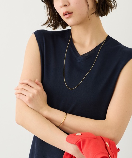 ROPE'（ロペ）の「LEVITA ニットワンピース/接触冷感・イージーケア（ワンピース・レディース・ネイビー/ベージュ・FREE）」の5枚目の写真