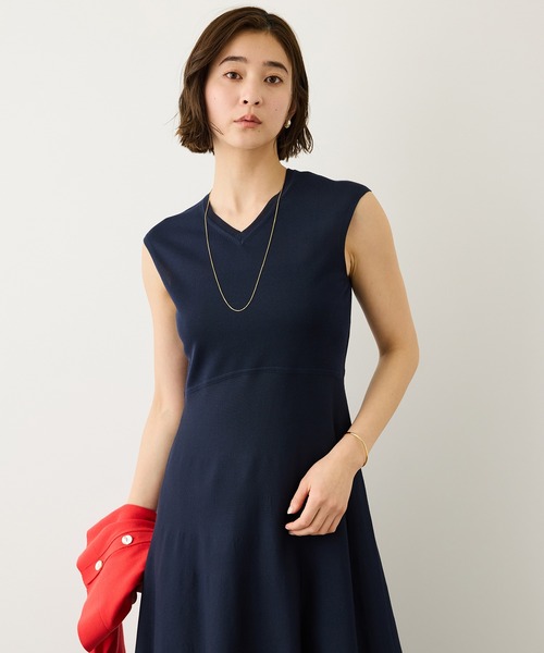 ROPE'（ロペ）の「LEVITA ニットワンピース/接触冷感・イージーケア（ワンピース・レディース・ネイビー/ベージュ・FREE）」の7枚目の写真