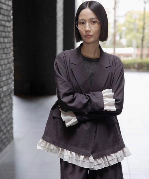 LEPSIM（レプシィム）の「《オフィスライン》Wテーラーオーバージャケット　637918（テーラードジャケット・レディース・ベージュ/グレー/チャコールグレー・FREE）」の2枚目の写真